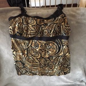 Black & Light Brown Tankini Top